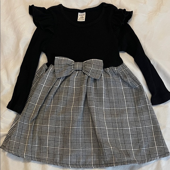 SHEIN Other - SHEIN Black and Gray Plaid Kids Dress